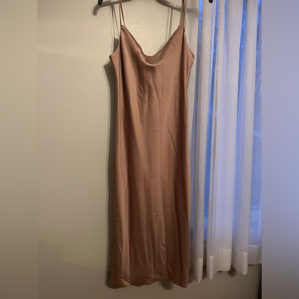 Cowl neck satin dress
